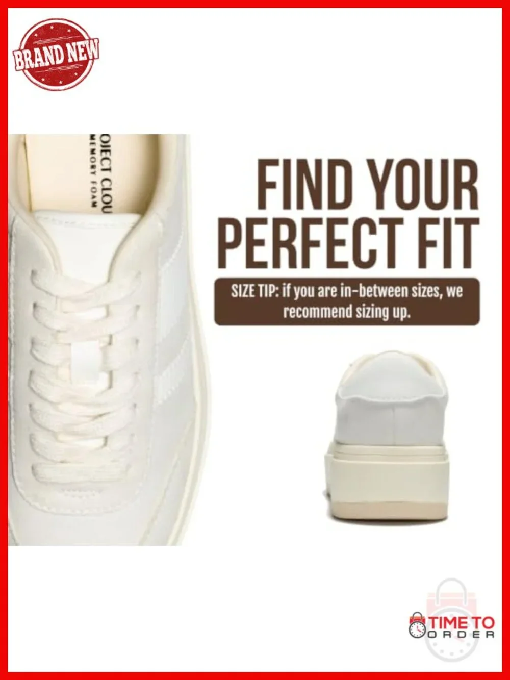 Lightweight Memory Foam Platform Sneakers with Non-Slip Sole